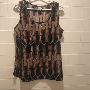 Manuheali’i Tank Top Med Kaiana Na Koa Pattern Black Coral & Tan 100% Polyester